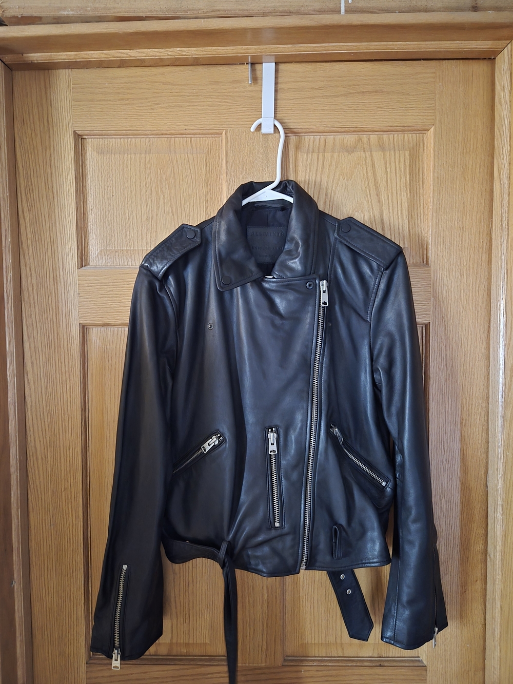 All Saints Black Leather Biker Jacket